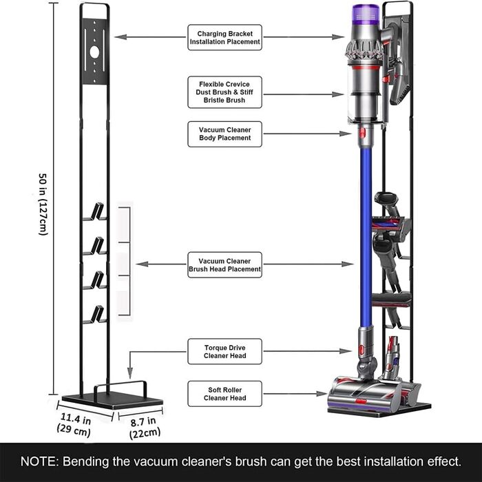 Стійка для пилососів Dyson V11, V10, V8, V7, V6, V8, DC30, DC31, DC34, DC35, DC58, DC59, DC62 - сіра металева підставка