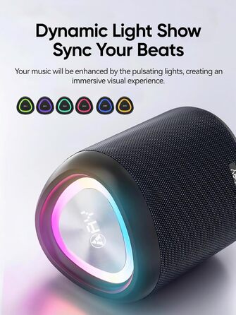 Портативна Bluetooth колонка AY з підсвічуванням, потужний звук, IPX5 водостійкість, AUX/TF картка, стерео-паринг, 24 години роботи від акумулятора, ідеально для дому та відпочинку на природі, світло-зелений (чорно-синій, великий)