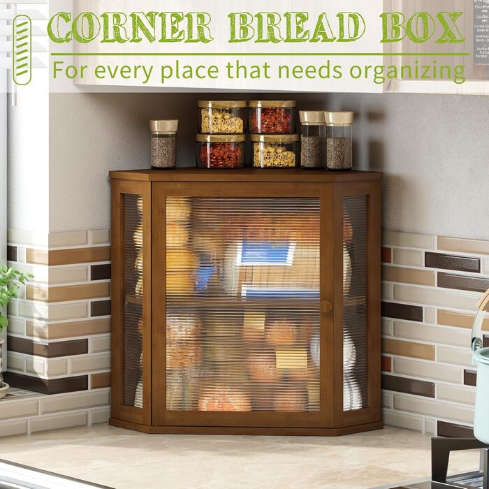 Браун Box Eck-Brotkasten для кухні, на стільницю, двошаровий, бамбук, чорний, великий об'єм