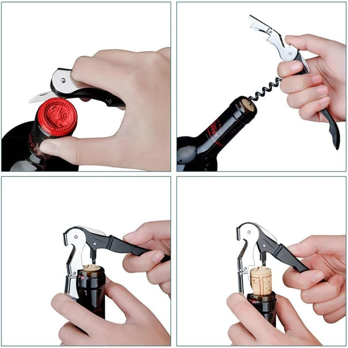 Набір сомельє: штопор, пробка, виливка, кришки для пляшок - 4 в 1