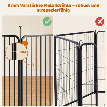 Вольєр для цуценят Yaheetech 24-секційний з замком, тихі труби, захист для підлоги, посилені металеві дроти, 80 см, для квартири та саду