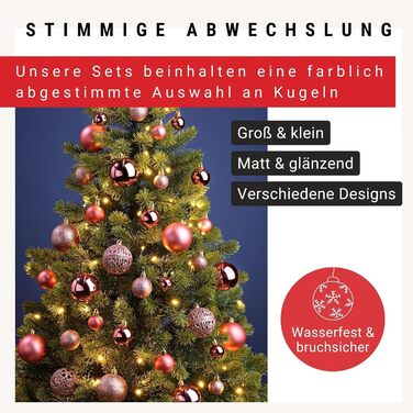 Набір прикрас для ялинки WOMA: 100 кульок різних кольорів (рожевий-рожевий) - пластикові, для ялинки