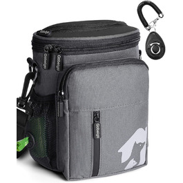 Набір для прогулянки з собакою: ласощі Hundeleckerlis, кликер для тренувань, поясна сумка з дозатором кульок для прибирання (сірий/чорний)