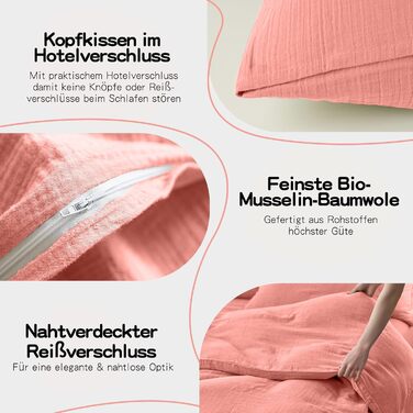 Набір постільної білизни для ліжечка Hook з мусліну 100% бавовни (100x135 см) – дихаючий та м'який, ручної роботи | Комплект постільної білизни для малюків з наволочкою 40x60 см (Рожевий, 135 x 100 см)