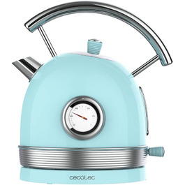 Електричний чайник Cecotec ThermoSense 420 Light Green: 1,8 л, 2200 Вт, регулювання температури, нержавіюча сталь, вінтажний стиль, зелений (блакитний)