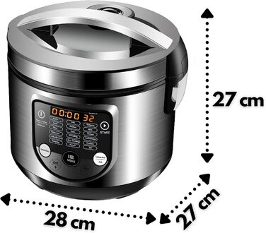 18-in-1 Multi Cooker Slow Cooker | 900 Watts | 5 Liters | Rice Cooker | Steamer | Food Warmer | Sauté Pan | Yogurt Maker | Multi Cooker | Pressure Cooker | Hot Cooker | Cooker
