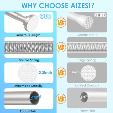 Штанга для штор без свердління AIZESI, 70-120 см, телескопічна, діаметр 22 мм, нікель