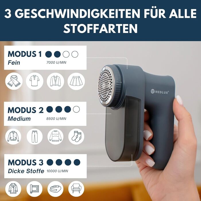 Електричний видалення ворсу та котушок для одягу Glacier – портативний прилад з 3 швидкостями та LED-дисплеєм, USB-зарядка, подвійний захист
