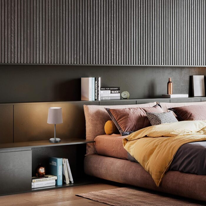 Вінтажна настільна лампа B.K.Licht з абажуром з тканини, 33x20 см (Taupe)