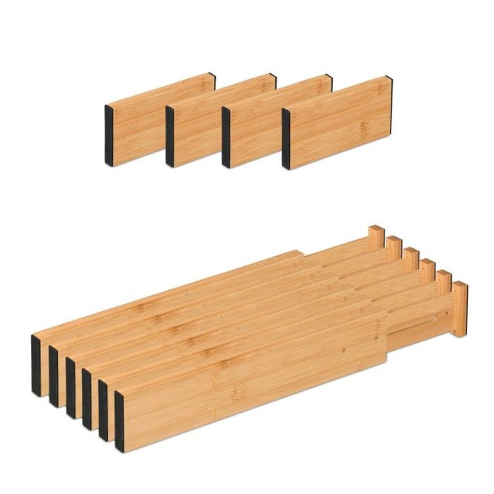 Relaxdays 10-Piece Bamboo Drawer Dividers