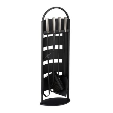 Relaxdays 5-Piece Fireplace Set in Black