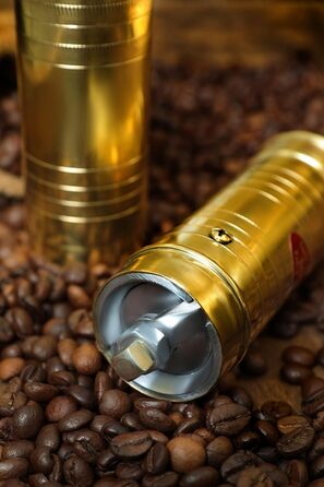 Ручний кавомолка Sozen 22,9 см, латунна, регульована, сталеві жорна, портативна, преміум-якість, для кавових зерен