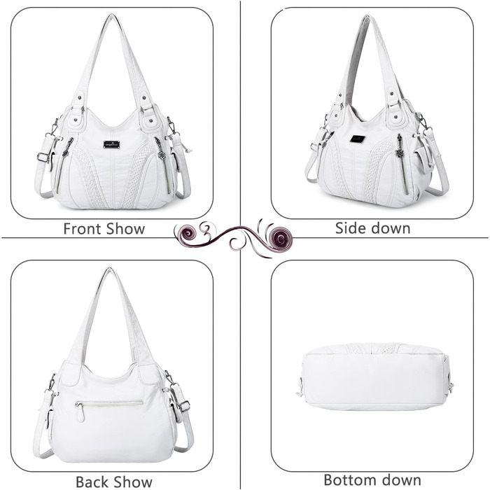 Сумка жіноча AngelKiss через плече, біла, PU шкіра, водонепроникна, з кишенями на блискавці