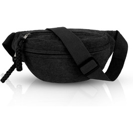 Жіноча сумка через плече, поясна сумка, сумка кросбоді з корду, стильна та практична нагрудна сумка, сумка на пояс, на стегно, для спорту, подорожей, бігу, школи, зелена (чорна)