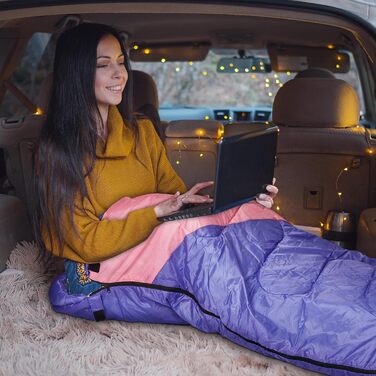 Yarmiene 3-4 Season Sleeping Bag - Warm & Rectangular for Adults & Kids - Outdoor, Camping & Hiking - Purple & Pink