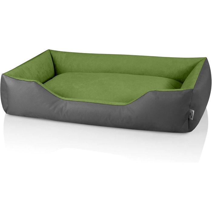 Ліжко для собак BedDog LUPI, м'яке гніздо з знімним, пральним чохлом, корзина для собак, диванчик для маленьких собак, S, чорно-коричневе (GREEN-ROCK (сірий/зелений), 120 x 85 x 23 см)