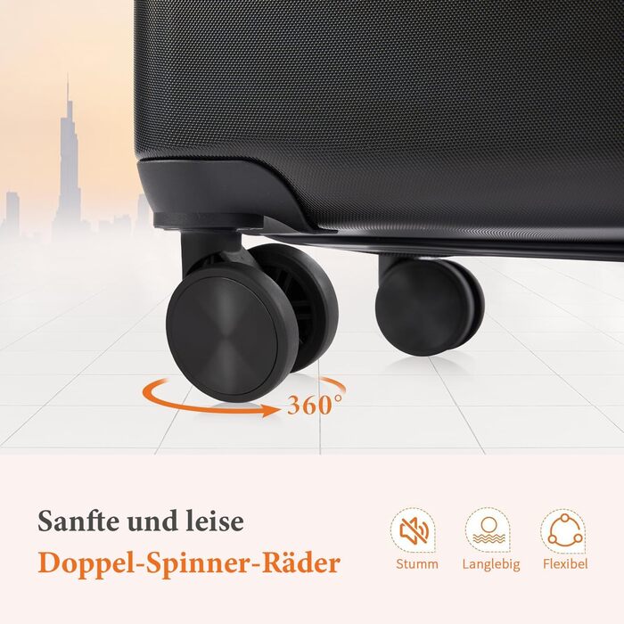 Набір валіз у жорсткому корпусі Dumos 3tlg. Hartschalenkofferset, чорний колір, з замком, телескопічна ручка