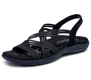 Скечерес Reggae Slim - жіночі спортивні сандалі Slip-ins, чорні, 41 EU, еластичні
