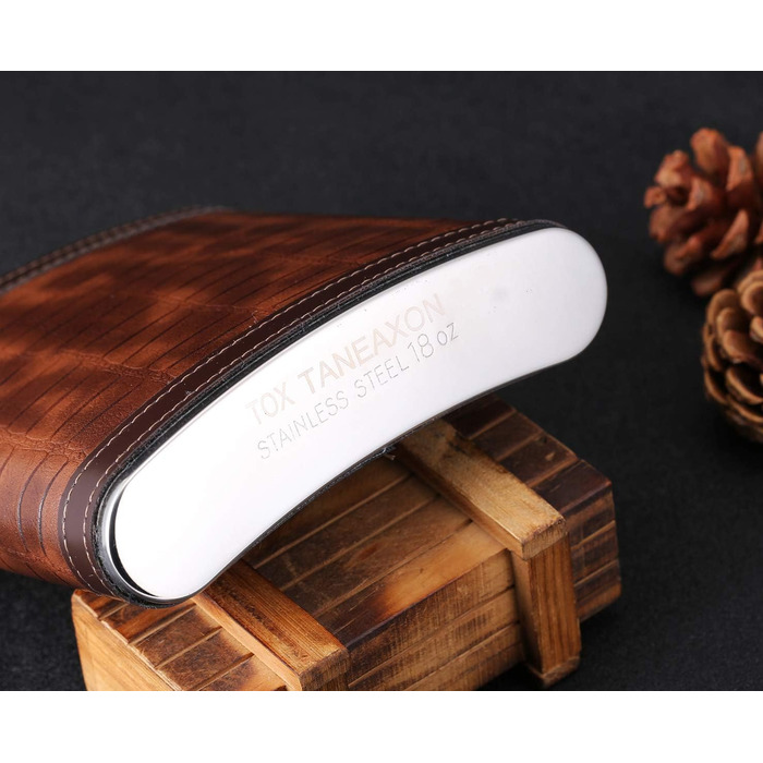 Фляга з імітацією шкіри крокодила, нержавіюча сталь, 510 мл, TANEAXON. Фляга для віскі та лікеру