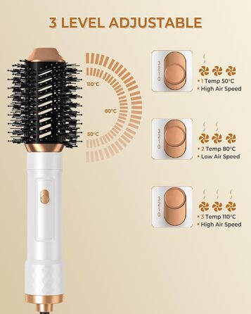 Фен-щітка UKLISS Pro 6-в-1: мультистайлер для об'єму, локонів та укладки волосся – білий