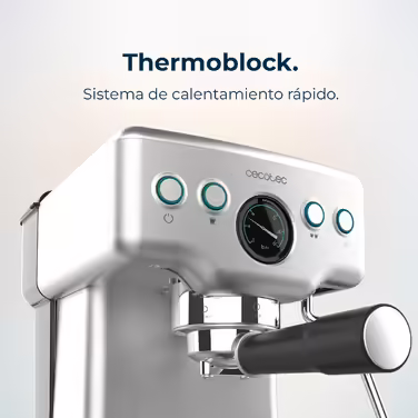 Еспресо-машина Cecotec Barista Power Mini, 1465 Вт, 20 бар, з манометром, термоблоком, поворотною паровою насадкою, подвійним носиком і резервуаром 1,8 л