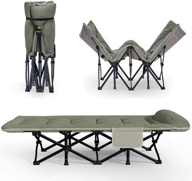 Розкладне ліжко для дорослих HCBUTAЕ 250kg - односпальне, гостьове, туристичне ліжко для відпочинку на природі та вдома (з кишенею, сталевий каркас, Oxford)