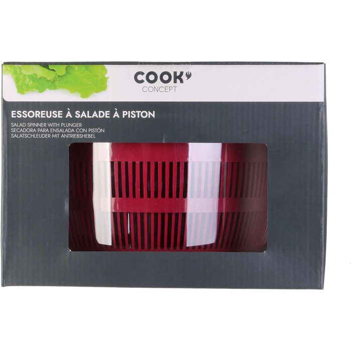 Сушарка для салату COOK CONCEPT, пластикова, чорна/червона/зелена, 24,5x24,5x16,5 см
