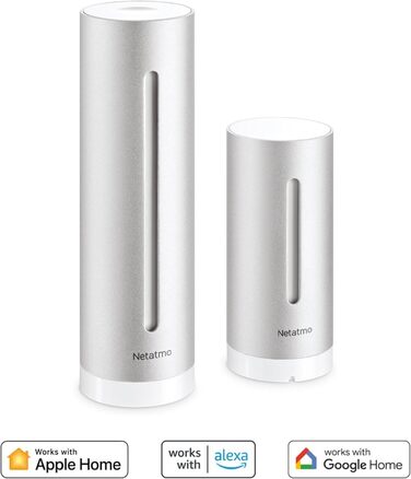 Розумна метеостанція Netatmo з кріпленням, Wi-Fi, датчики для приміщення та вулиці, гігрометр, вимірювач якості повітря, прогноз погоди, сумісна з Alexa, HomeKit, Google Home