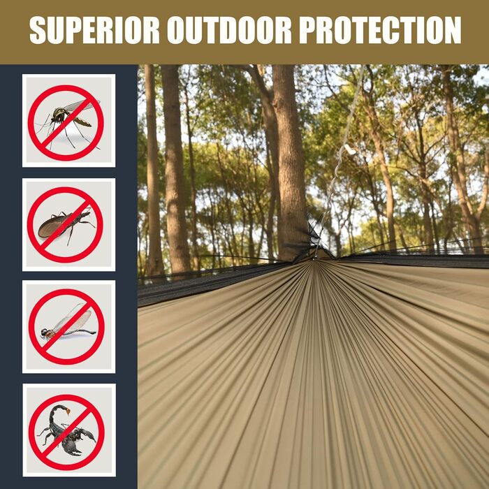 Onewind Premium 11' Camping Zippered Hammock, Single Portable Hammock with Mosquito Net and Tree Straps for Travel, Camping, Backpacking, and Hiking...