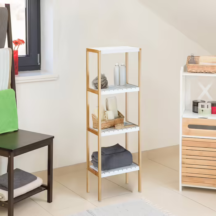 Relaxdays Bamboo Shelf with 4 Shelves