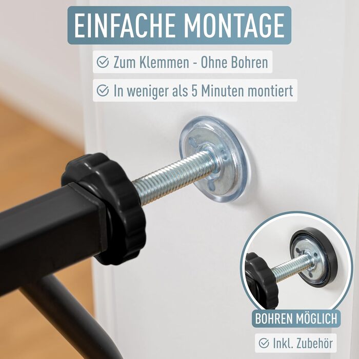 Захист для сходів IB Style Berrin - сітка для дітей та собак, без свердління, металева, чорна, ширина 67-75 см