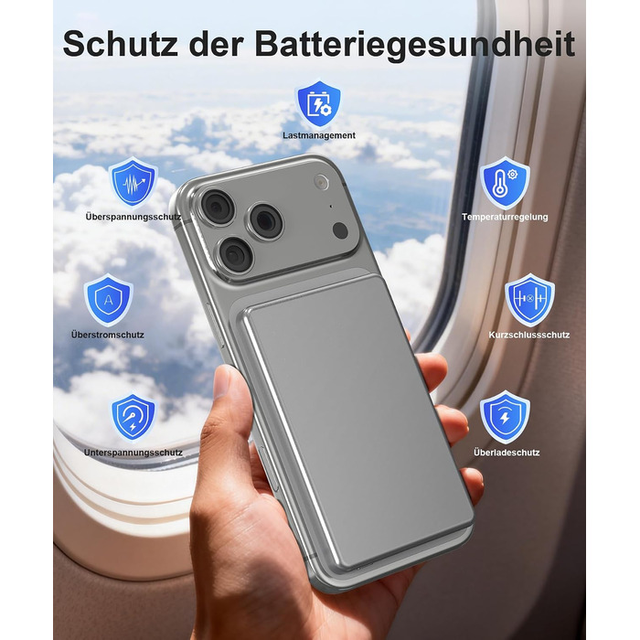 Power Bank MagSafe для iPhone 6000mAh: ультратонкий магнітний акумулятор 20W USB-C сірий