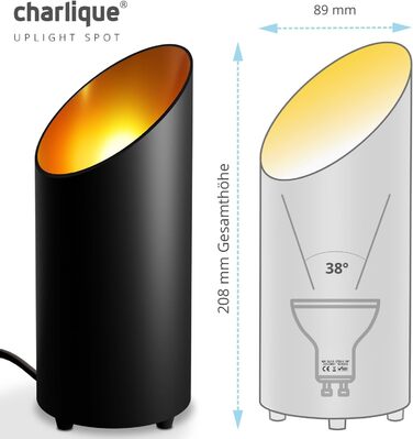 LED підлоговий світильник uplight, чорний, 6 Вт, набір 2 шт., для внутрішнього освітлення, GU10, 230В, тепле світло 2700K