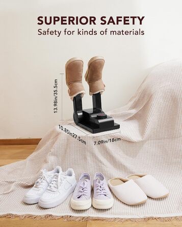 FORLIM Shoe Dryer Adjustable Temperature, with 24-Hour Delay Timer, Portable Glove Dryer and Boot Warmer, Automatic Shut-Off Timer, Foldable Design