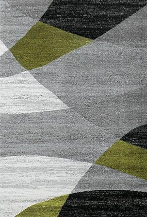 Килимок VIMODA з геометричним малюнком, короткий ворс, зелений, сірий, білий, чорний, 60x110 см, для вітальні