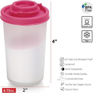 SIGNORAWARE Salt and Pepper Shakers, Moisture-Resistant, Set of 2 Large Salt Shakers, for Travel, Camping, Picnic, Outdoor, Kitchen, Lunchboxes, Travel, Spice Set, Transparent