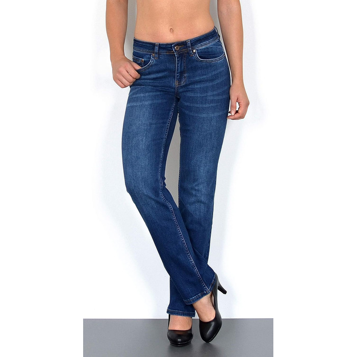 Джинси жіночі ESRA Straight Jeans з еластичного деніму, висока талія, прямі, великі розміри до 44