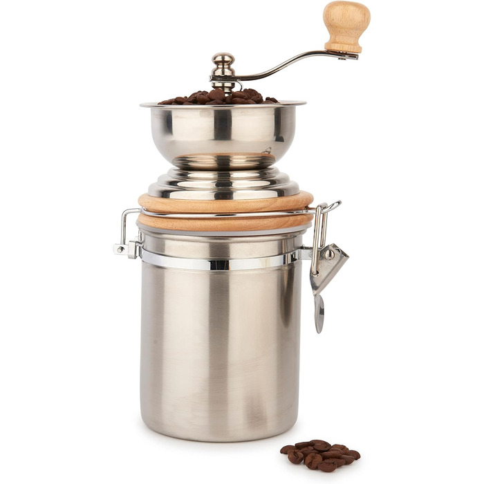 Традиційна кавомолка La Cafetière з нержавіючої сталі, срібляста