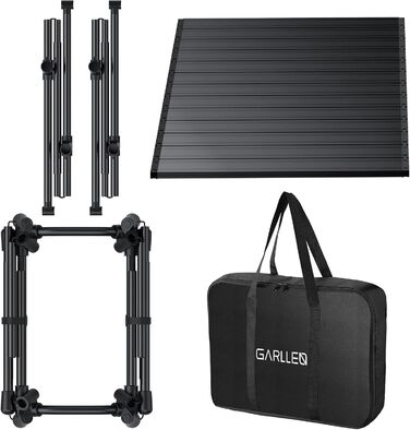 Складаний туристичний стіл Garllen 82x40 см, регулювання висоти (44/70 см), знімний стіл зі сталі, для пікніка, грилю, саду та кемпінгу