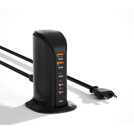 Зарядний пристрій USB-C 55W багатопортовий для iPhone, iPad, Samsung та інших пристроїв - Вежа USB-станція з 5 портами