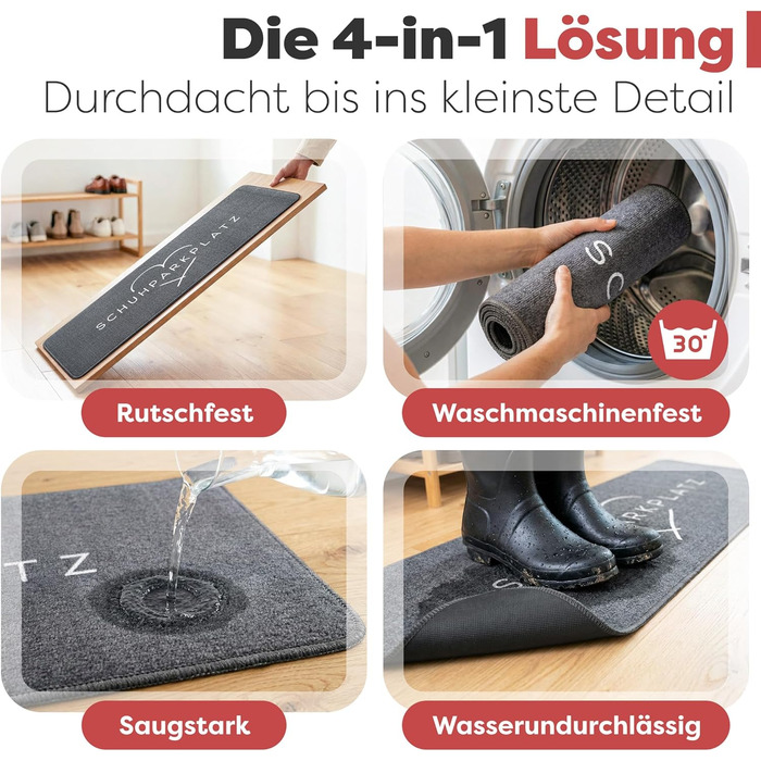 Килимок для дому та на порозі 40x60 см, стійкий до прання - оптимальний розмір для вхідних дверей. Килимок для збору бруду, привітальний килимок з написом та серцем (велике серце, 33 x 100 см, прямокутний)