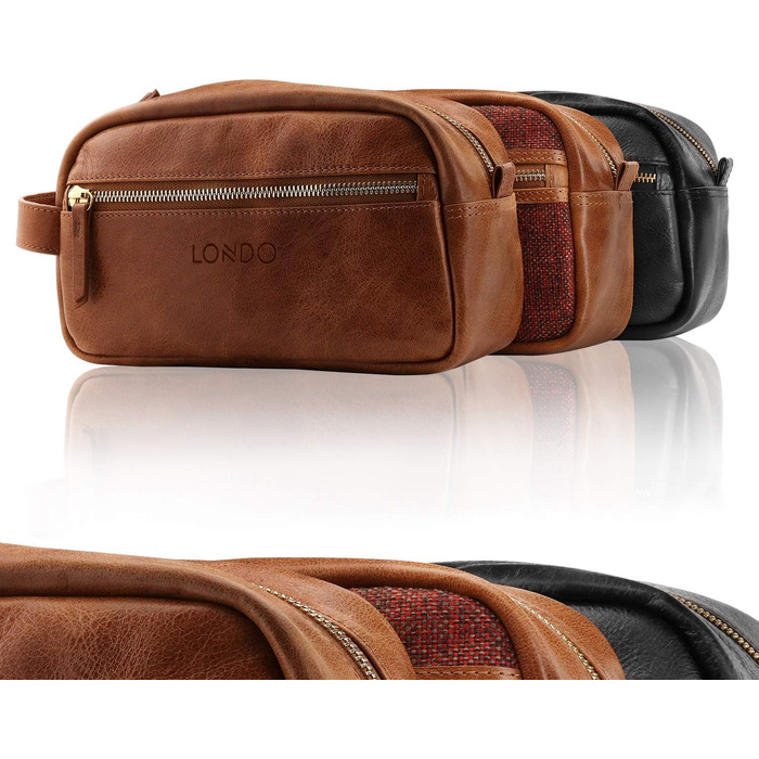 Чорна дорожня сумка Londo Echtleder з культурою та косметичною сумкою - унісекс