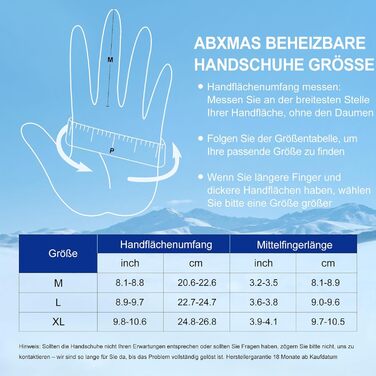 Електричні гріючі рукавиці для чоловіків та жінок, 7.4V 3200mAh, для зимових видів спорту, XL, Чорний