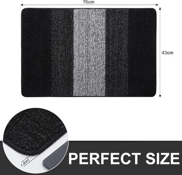 Килимок для дому Homaxy, чорний, 43x76 см, антиковзаюча, для собак, вхідні двері, машинне прання