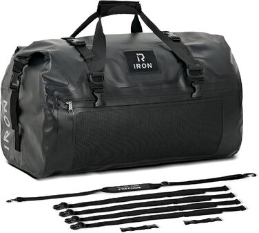 IRON JIA's Motorcycle Bag Luggage Roll Waterproof Motorcycle Rear Bag Saddlebag Travel Bag with roll-sealed shoulder straps suitable for motorcycle cycling camping watersports Black-70L