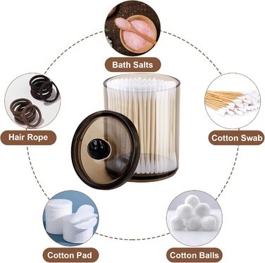 Органайзер для ватних паличок TOKSEO (3 шт.), ватніків, зубної нитки, косметики, чорного кольору