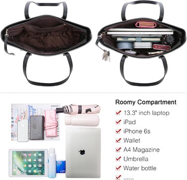 Сумка жіноча LOVEVOOK шопер шкіряний 3-в-1 сіро-чорна (C Grau-schwarz) велика містка