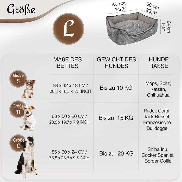 Крісло-ліжко для собак та котів, корзина для собак, диван для собак, подушка для собак, ліжко для котів, подушка для котів, зелений колір, розмір S, миється, не слизьке, знімний ковдр, плюшеве, S (L - 86x60x24 см, сірий)