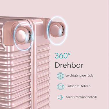 Набір валіз Voyagoux 2 шт. - 39L та 113L, жорсткі валізи, TSA-замок, ABS пластик, 4 колеса 360°, міцні та легкі, рожеве золото