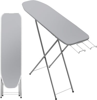 Прасувальна дошка KADAX з полицею, 104x30 см, з підставкою для праски, компактна станція для прасування з підкладкою з піни (Сірий)